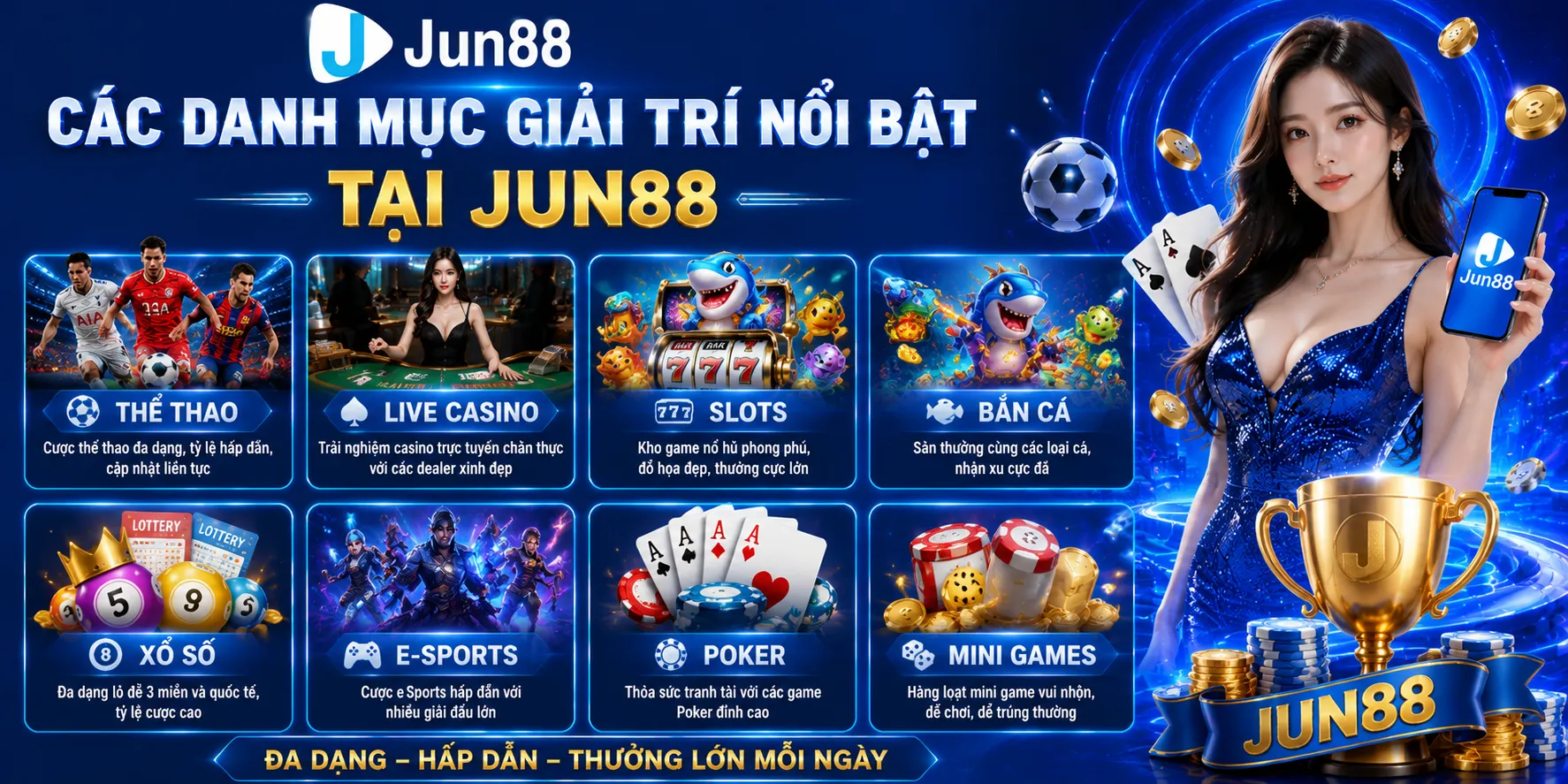 Các Danh Mục Giải Trí Nổi Bật Tại Jun88